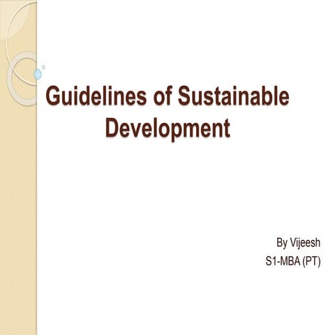 Guidelines of sustainable development