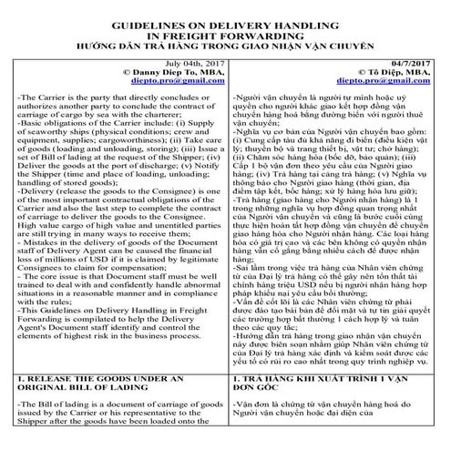  Guidelines on DELIVERY handling in Freight Forwarding (eng-vnm) danny diep t...