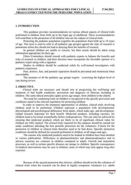 Key Considerations for Pediatric Clinical Trials: Ethical and ...
