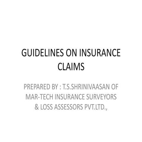 Guidelines on insurance claims