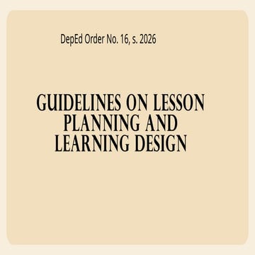 Comprehensive Guidelines on Lesson Planning and Learning Design under ...