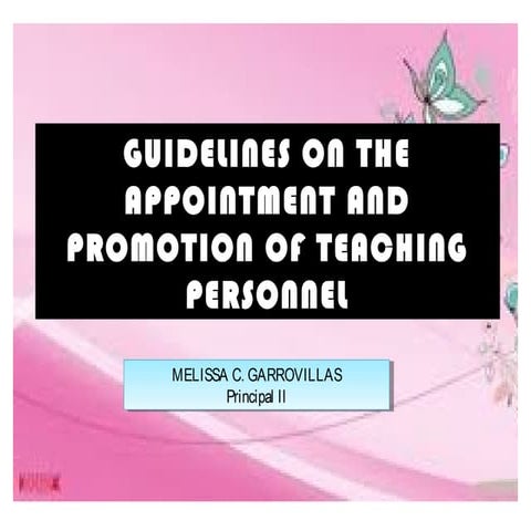 Guidelines on the appointment and promotion of teaching personnel
