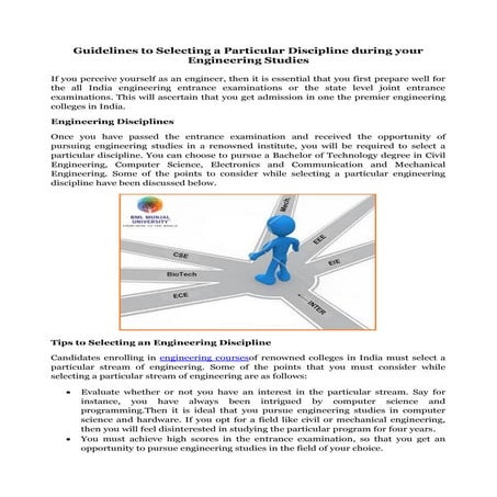 Guidelines to selecting a particular discipline during your engineering studies