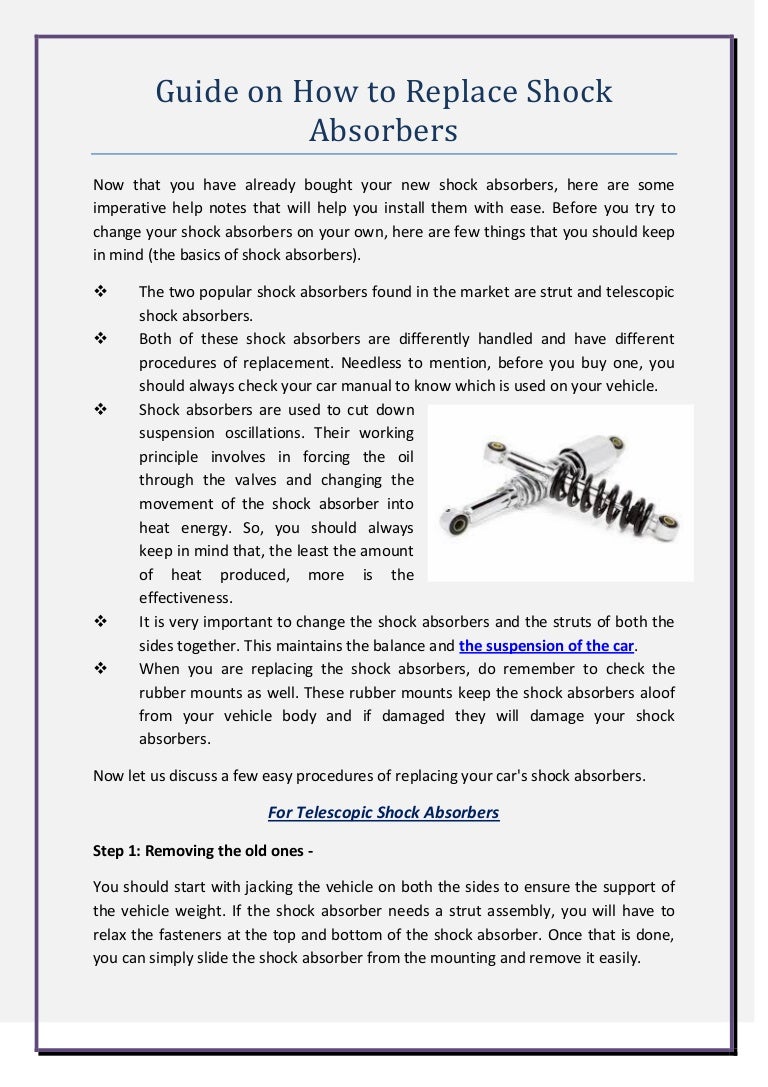 Guide on how to replace shock absorbers
