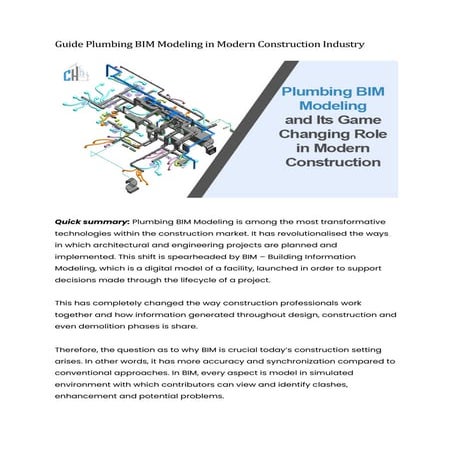Guide Plumbing BIM Modeling in Modern Construction Industry