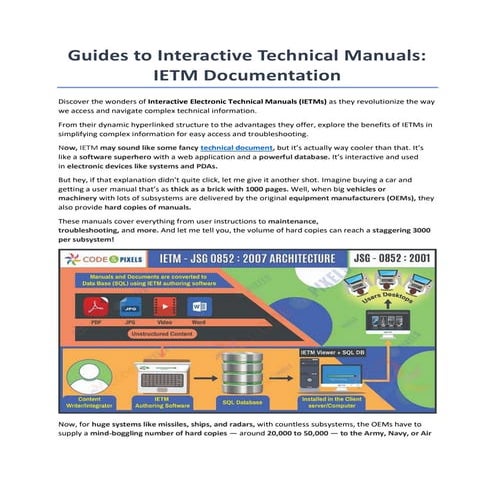 IETM - Interactive Electronic Technical Manual / Code and Pixels | PDF