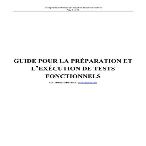 Guide tests fonctionnels