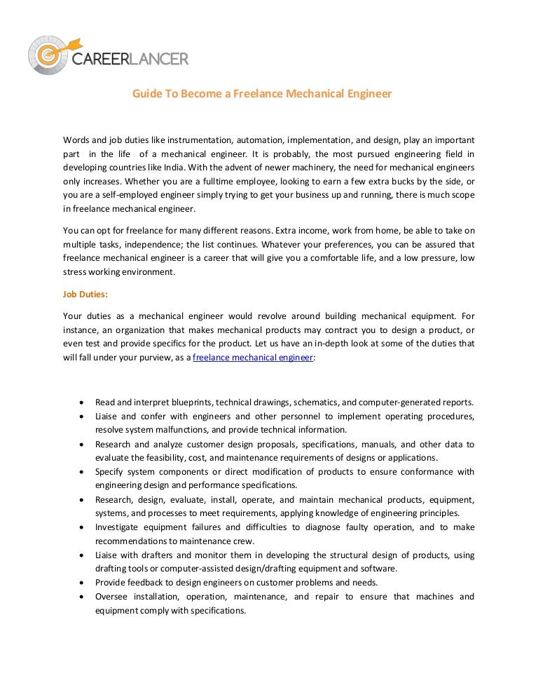guide to become a freelance mechanical engineer mechanical equipment list