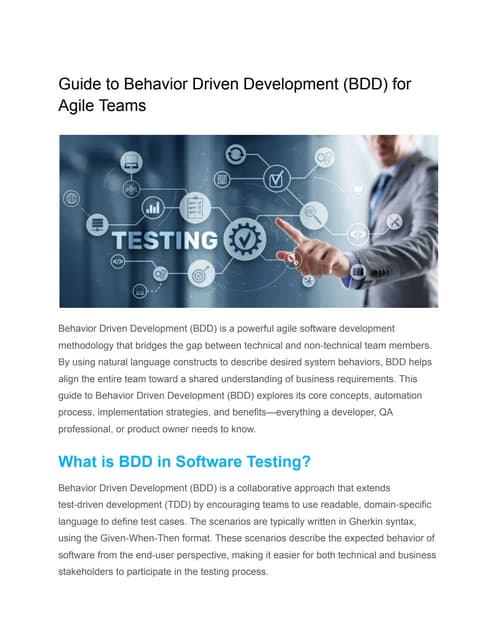 Guide to Behavior Driven Development (BDD) for Agile Teams