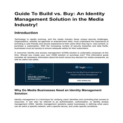 Guide To Build vs. Buy_ An Identity Management Solution in the Media Industry...