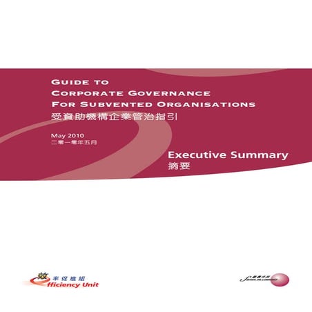 Guide to Corporate Governance for Subvented Organisations - Executive Summary