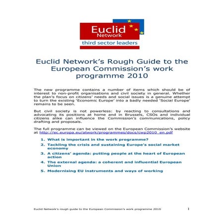 Euclid Network's guide to the EC's work programme