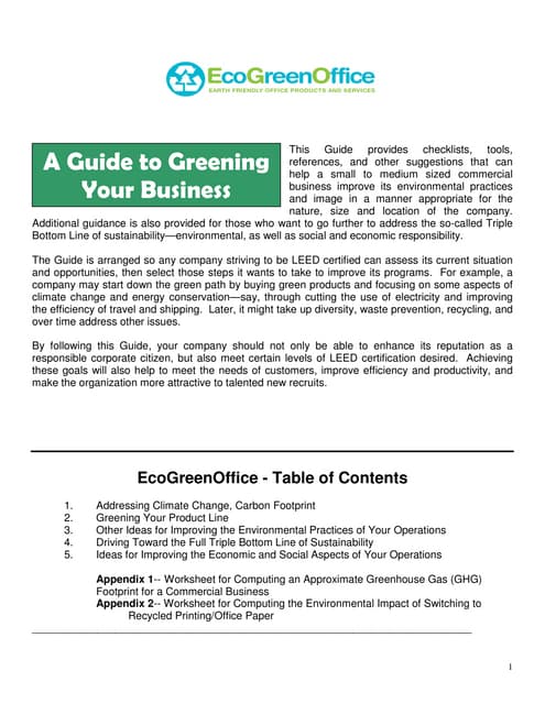 EcoGreenOffice Guide To Greening Business