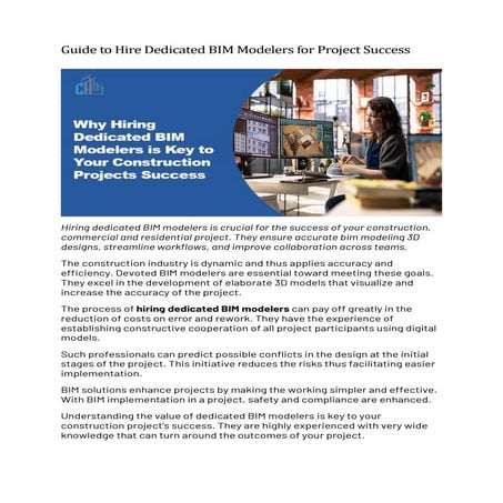 Guide to Hire Dedicated BIM Modelers for Project Success