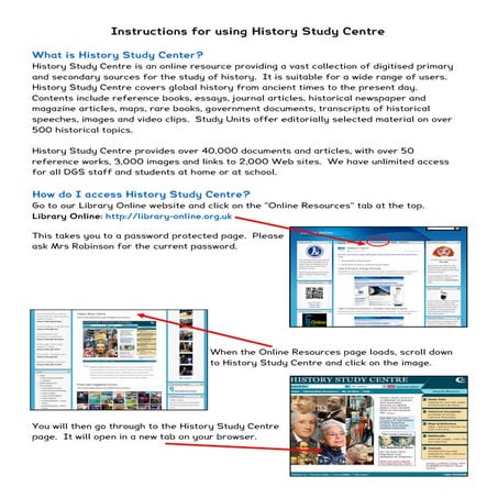 Guide to History Study Centre