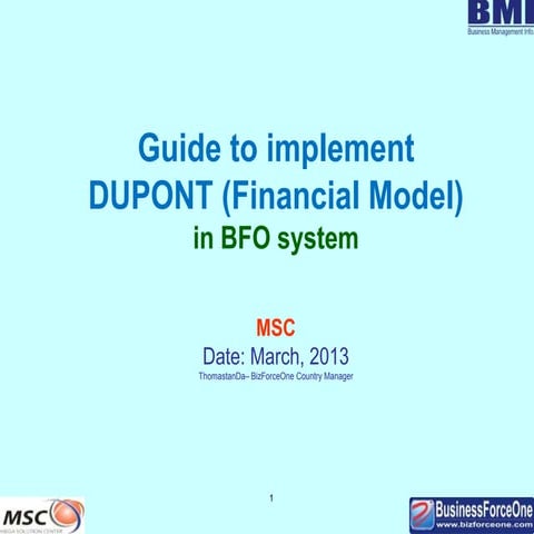Guide to implement dupont in bfo v2