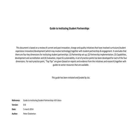 Guide to instituting student partnerships v0 8