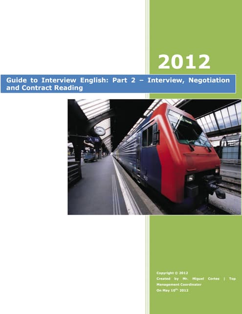 Guide To Interview English Part 2 Interview, Negotiation And Contract Reading...
