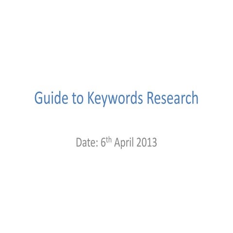 Guide to keywords research