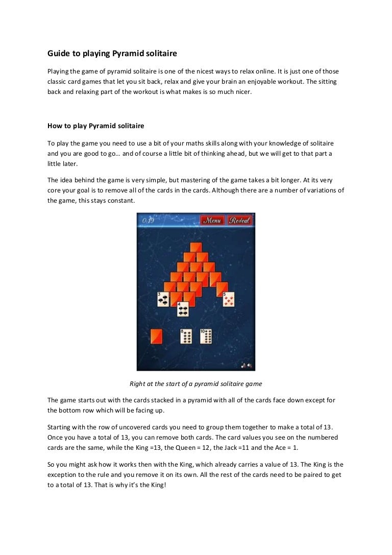 Guide To Playing Pyramid Solitaire
