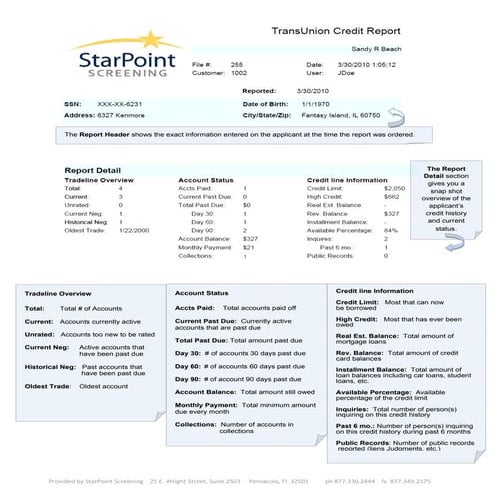 Guide to reading a tenant credit report
