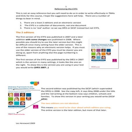 Guide To Referencing 1 EYFS