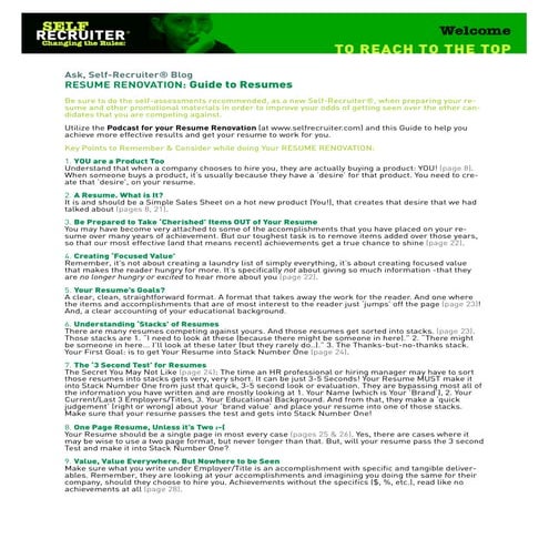 Guide To Resumes
