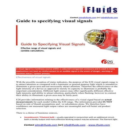 Guide to specifying visual signals
