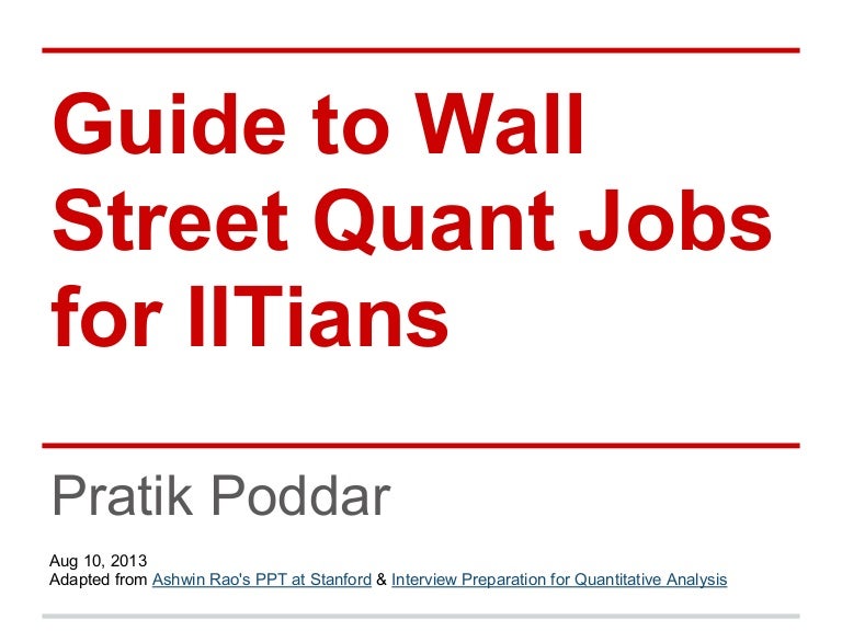 Guide to wall street quant jobs for IITians