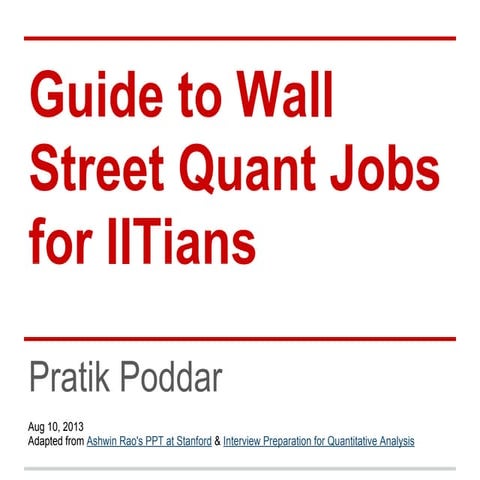 Guide to wall street quant jobs for IITians