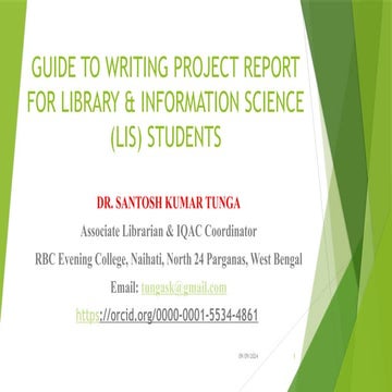 Guide to Writing Project Report for Library & Information Science (LIS) Students