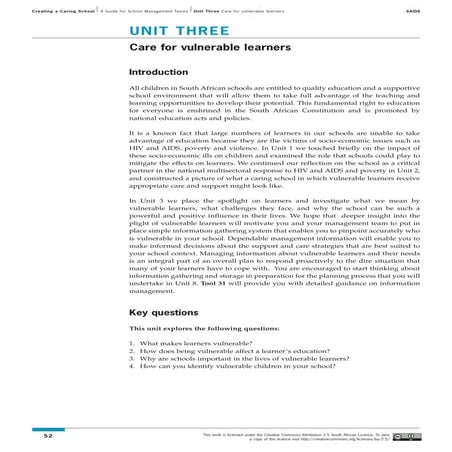 Learning Guide: Unit 3 - Care for vulnerable learners