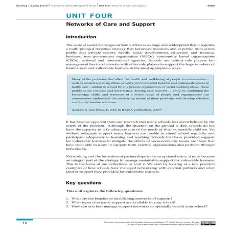 Learning Guide: Unit 4 - Networks of care and support.