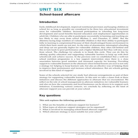 Learning Guide: Unit 6 - School-based aftercare.