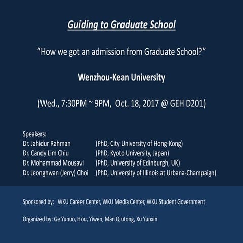 Guiding to Graduate Schools Workshop|