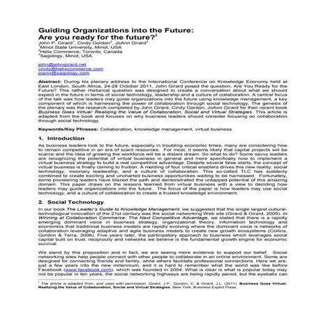 Guiding Organizations into the Future Paper