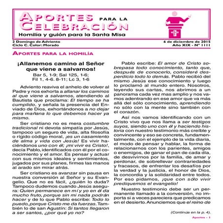 Homilía y guión. II Domingo de Adviento
