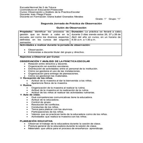 Guión de Observación - Practica de Jornada 26, 27 y 28 de Abril