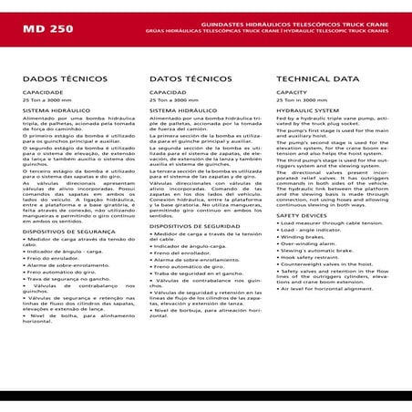 Guindaste madal md 250  para 25 ton.