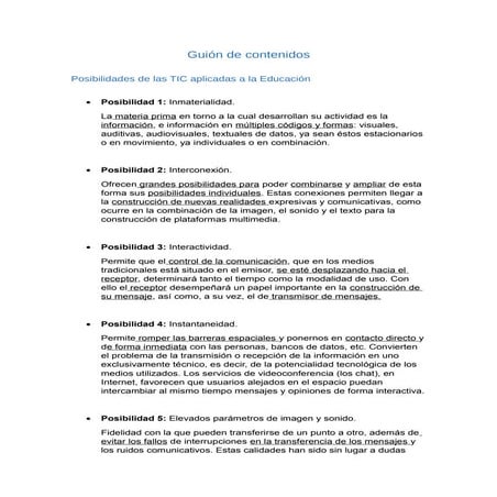 Guión de contenidos posibilidades y limitaciones