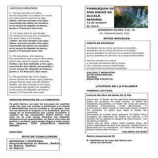 GUIÓN DE LA MISA DEL DOMINGO XXVIII...