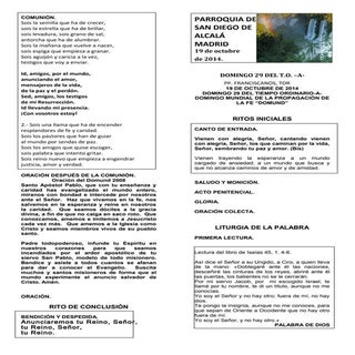 GION DE LA MISA DEL DOMINGO 29 DEL ...