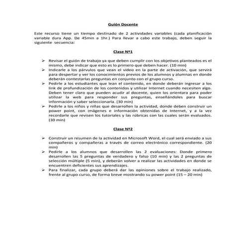 Guión del docente | PDF