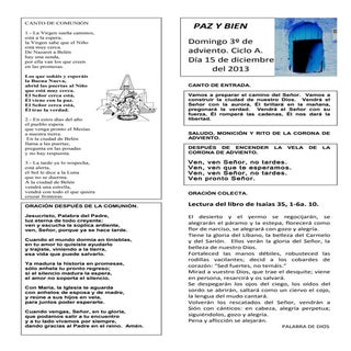 Guión Eucaristía Domingo 3º de Advi...