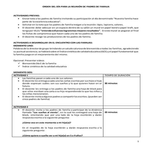 Guión para dia de la familia del dagua