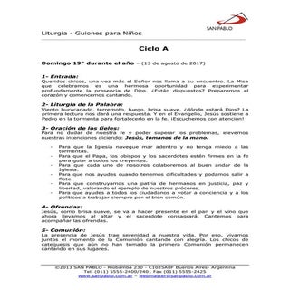 Guión para niños 13 agosto