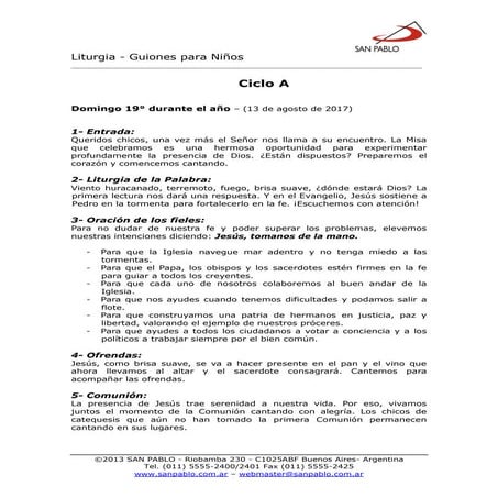 Guión para niños 13 agosto