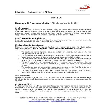 Guión para niños 20 agosto