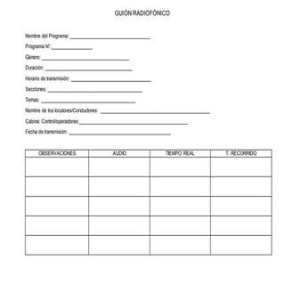 Plantilla Guión radiofónico