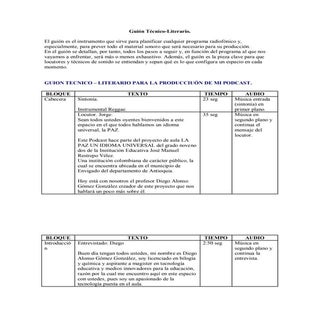 Guión técnico literario